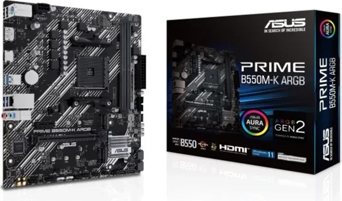 Дънна платка ASUS PRIME B550M-K ARGB -AM4на ниска цена с бърза доставка - BestPC.BG