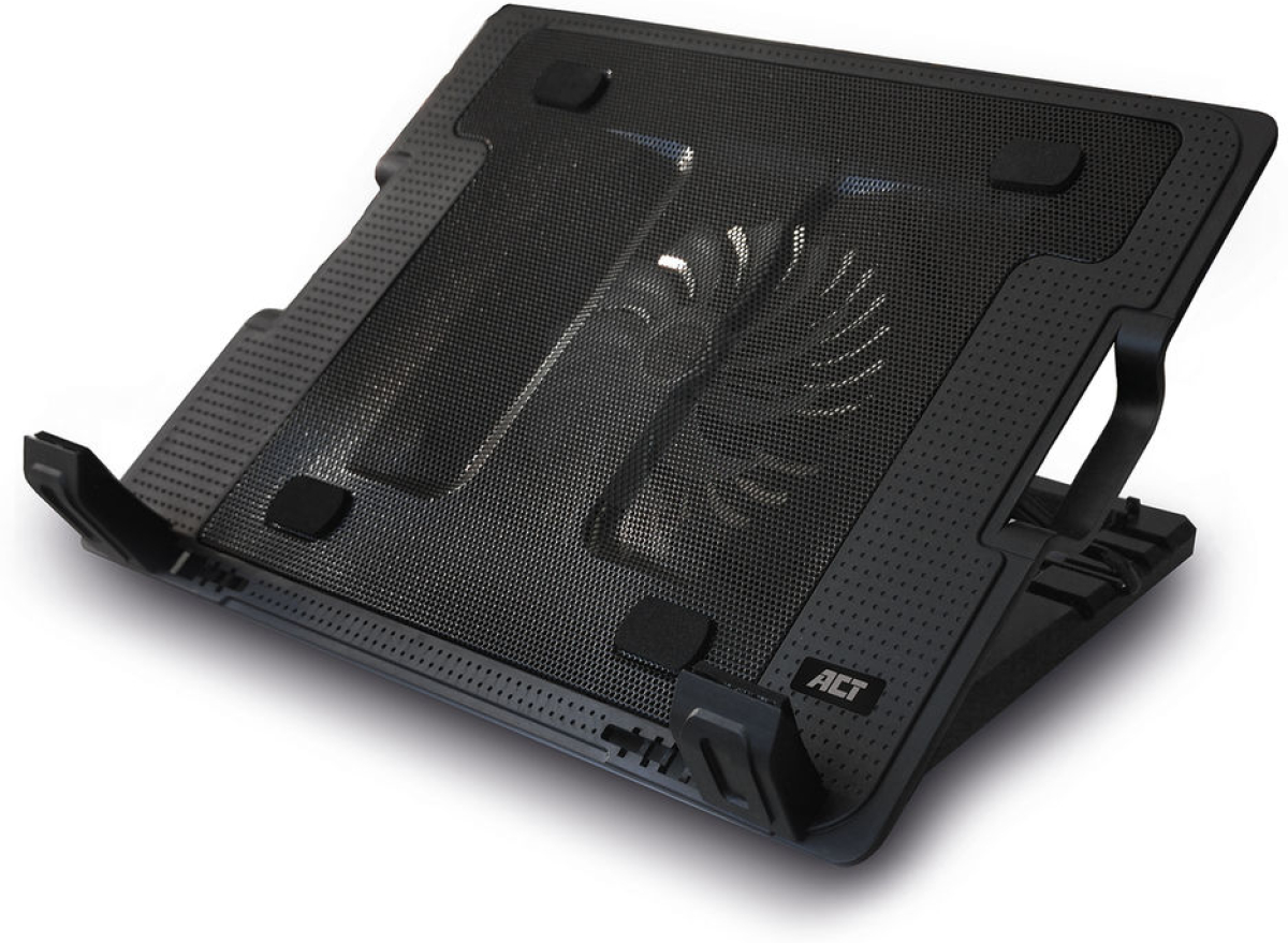 ACT oхлаждаща поставка за лаптоп с вентилатор, регулируема височина и 2-портов USB хъбна ниска цена с бърза доставка - BestPC.BG