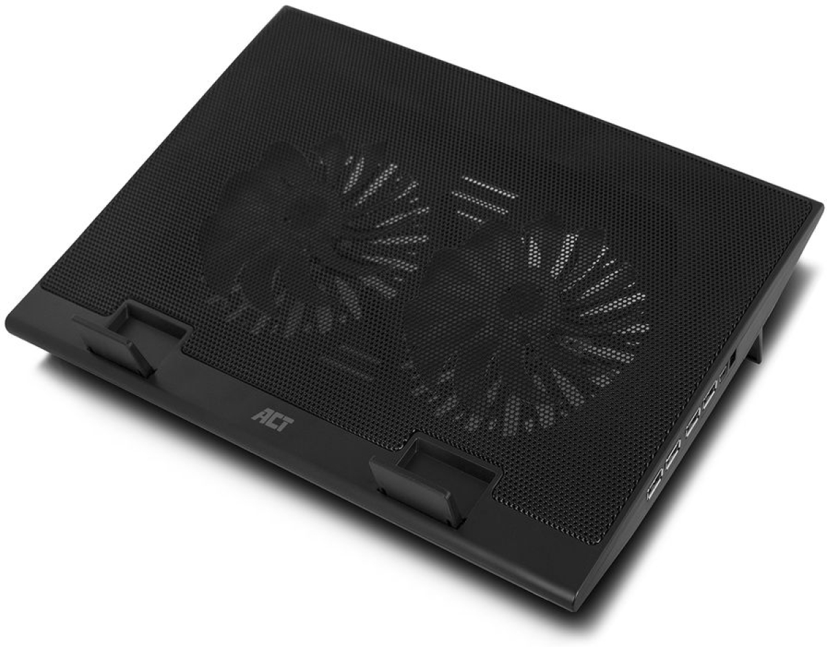 ACT охлаждаща поставка за лаптоп с вентилатори, USB хъб с 4 порта и регулируема височинана ниска цена с бърза доставка - BestPC.BG