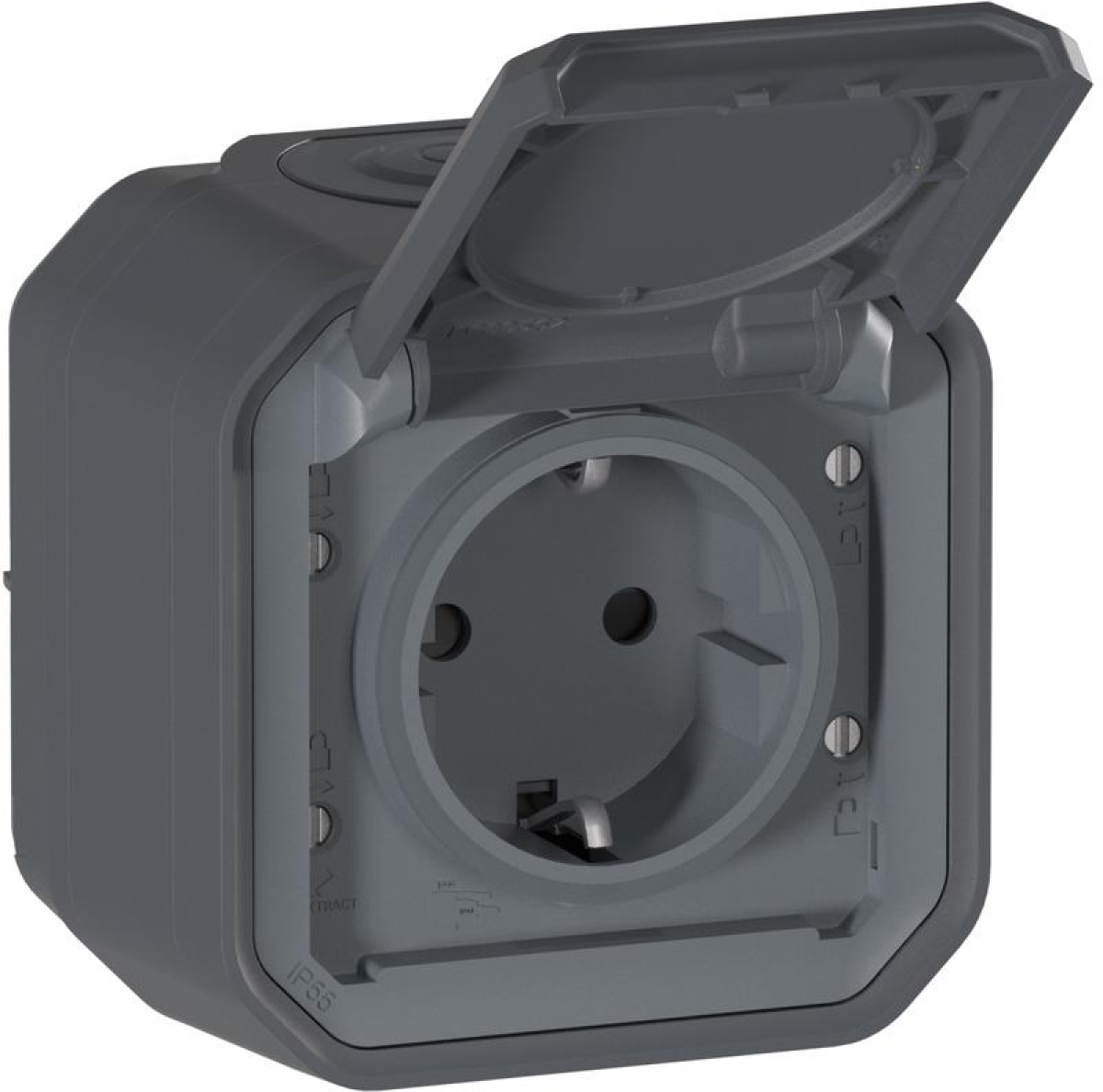 Контакт Шуко 2P+E 16А за зареждане двуколесни превозни средства ОМ моноблок IP55 Антрацит - Legrand Plexo New 069784Lна ниска цена с бърза доставка - BestPC.BG