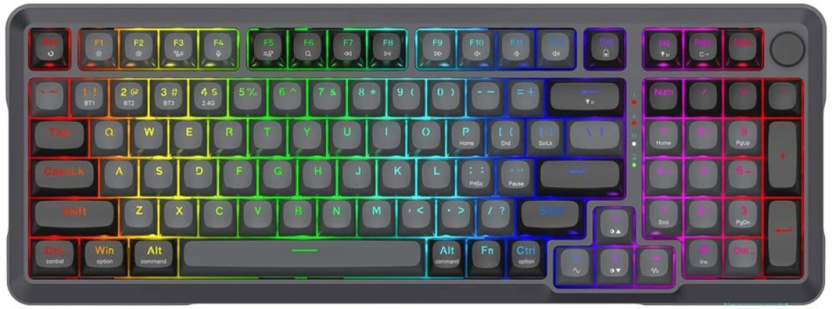 Геймърска жична и безжична механична клавиатура Redragon Bragi Pro Bluetooth K688GB-RGB-PRO - черно-сивона ниска цена с бърза доставка - BestPC.BG