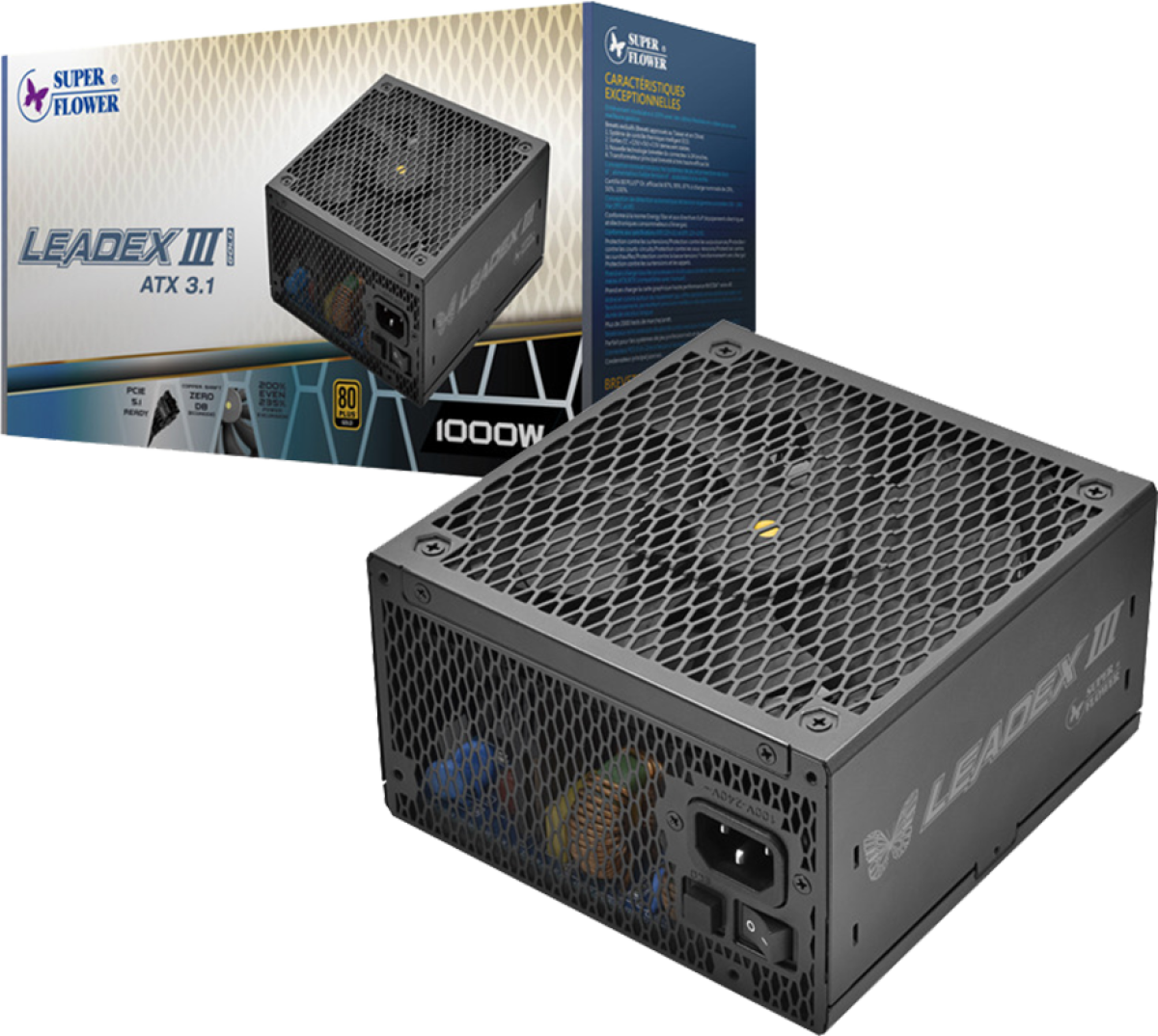 Захранване Super Flower Leadex III Gold 1000W ATX 3.1, 80 Plus Gold, Fully Modular, Flat Black Cables,на ниска цена с бърза доставка - BestPC.BG