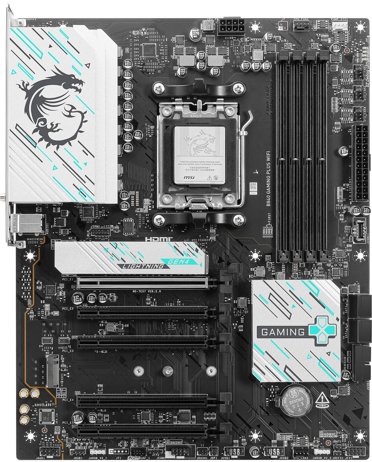 Дънна платка MSI B840 GAMING PLUS WIFI, AM5, 4xDDR5, ATX, 1x HDMI, USBна ниска цена с бърза доставка - BestPC.BG