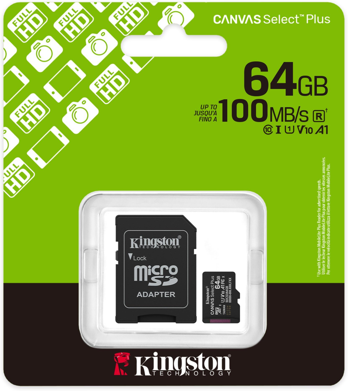 Карта памет Kingston Canvas Select Plus, microSDXC 64GBна ниска цена с бърза доставка - BestPC.BG