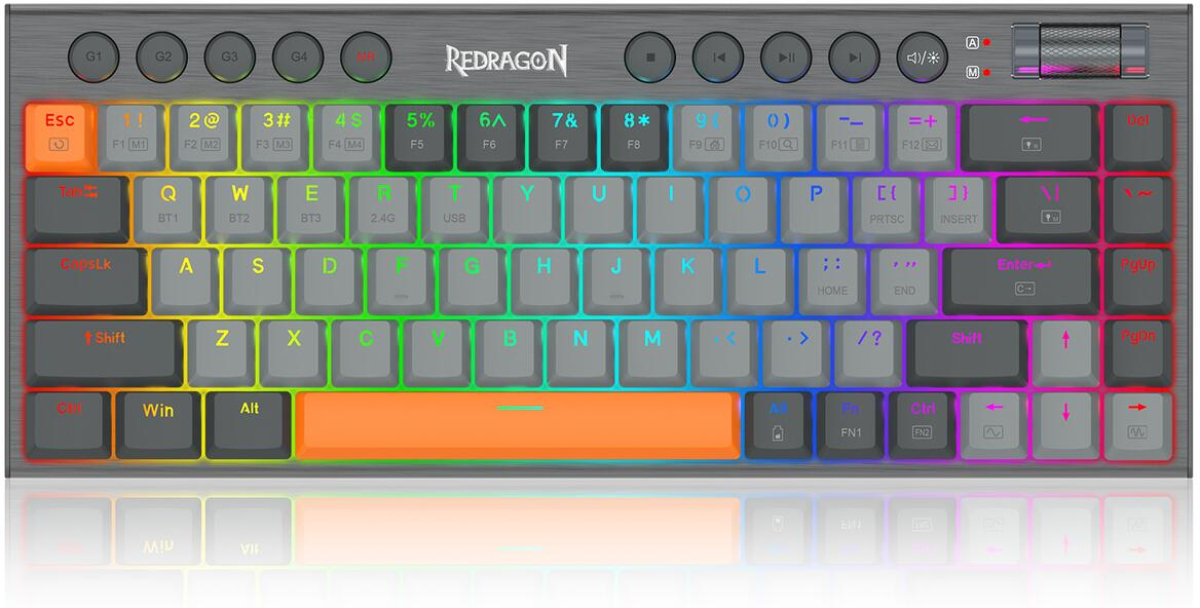 Геймърска жична и безжична Bluetooth механична клавиатура Redragon Horus SE K609GG-RGB-PRO с RGB подсветка - сивана ниска цена с бърза доставка - BestPC.BG