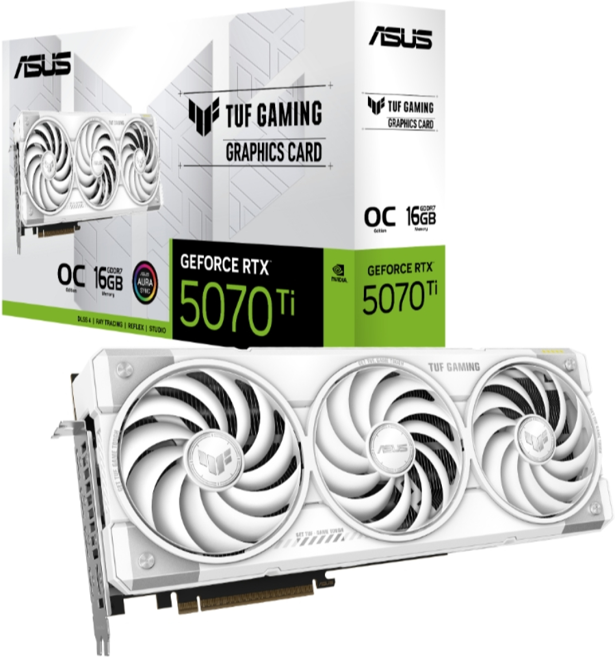 Видеокарта Asus TUF Gaming GeForce RTX 5070 Ti 16GB GDDR7 OC Whiteна ниска цена с бърза доставка - BestPC.BG