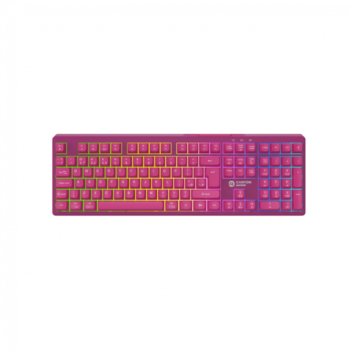 Клавиатура Canyon 105keys gaming keyboard, with 2.4G+ Bluetooth mode, battery 2000mAh, RGB backlight 3 types and 7 colorsна ниска цена с бърза доставка - BestPC.BG