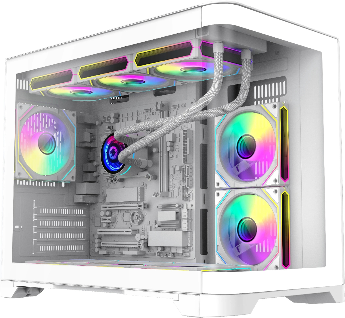 Gamemax кутия Case mATX - HYPE-M White - 3 x 120 mm Addressable RGB fansна ниска цена с бърза доставка - BestPC.BG