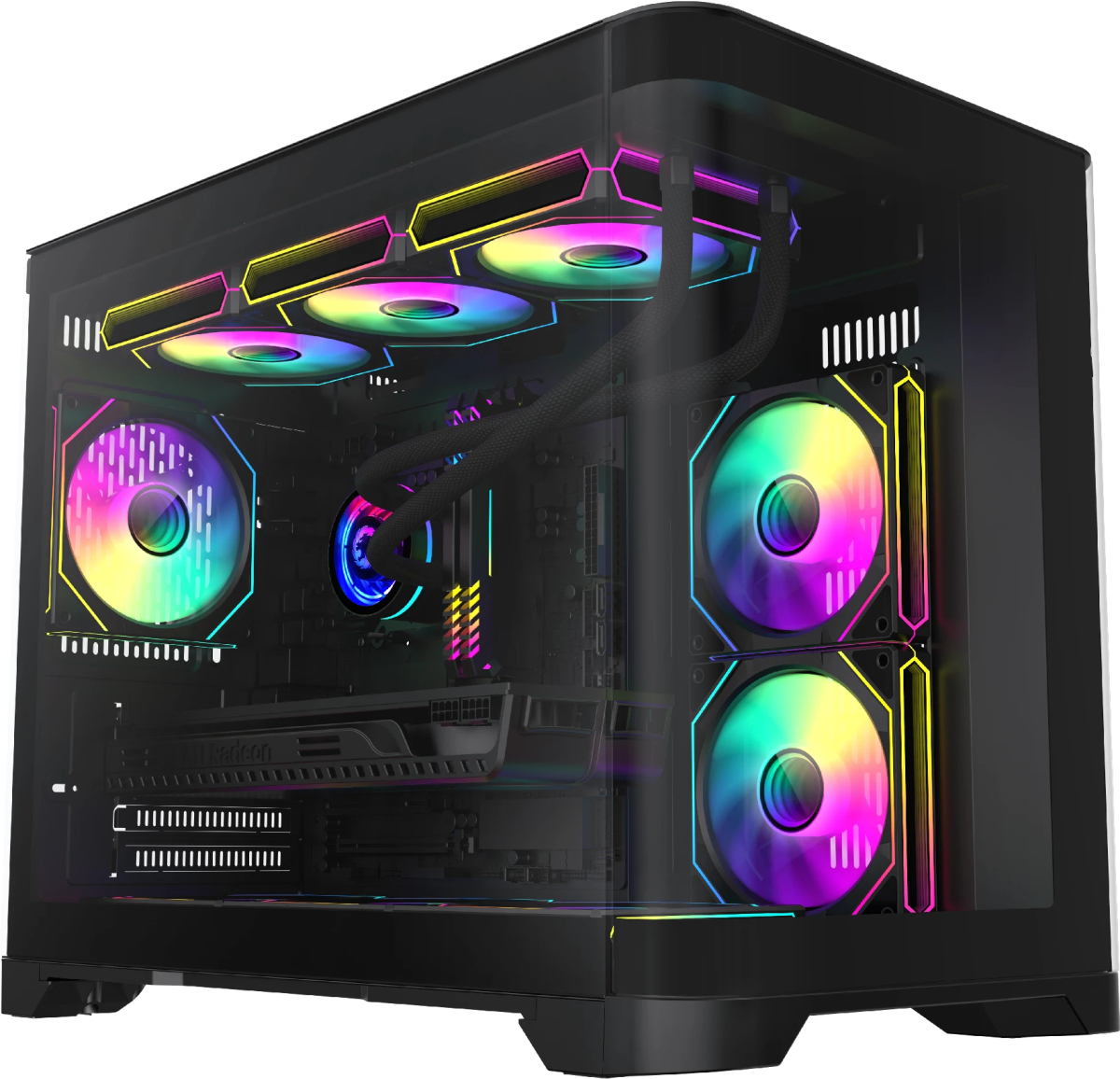 Gamemax кутия Case mATX - HYPE-M Black - 3 x 120 mm Addressable RGB fansна ниска цена с бърза доставка - BestPC.BG