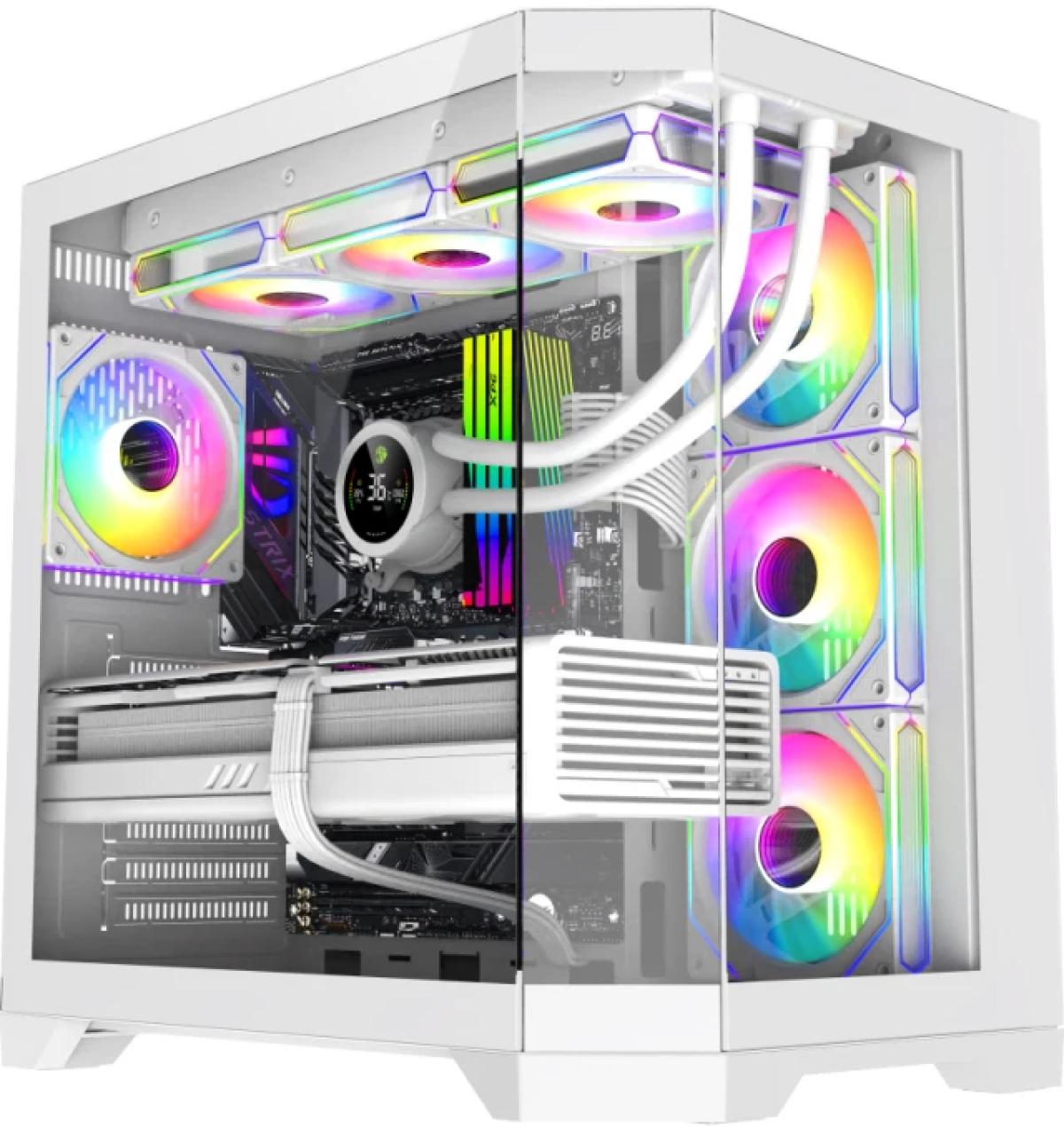 Gamemax кутия Case ATX - HYPE-A White - 4 x 120 mm Addressable RGB fansна ниска цена с бърза доставка - BestPC.BG
