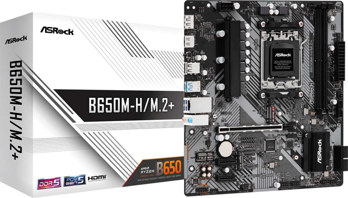 Дънна платка ASROCK B650M-H M.2PLUS AM5 Socketна ниска цена с бърза доставка - BestPC.BG