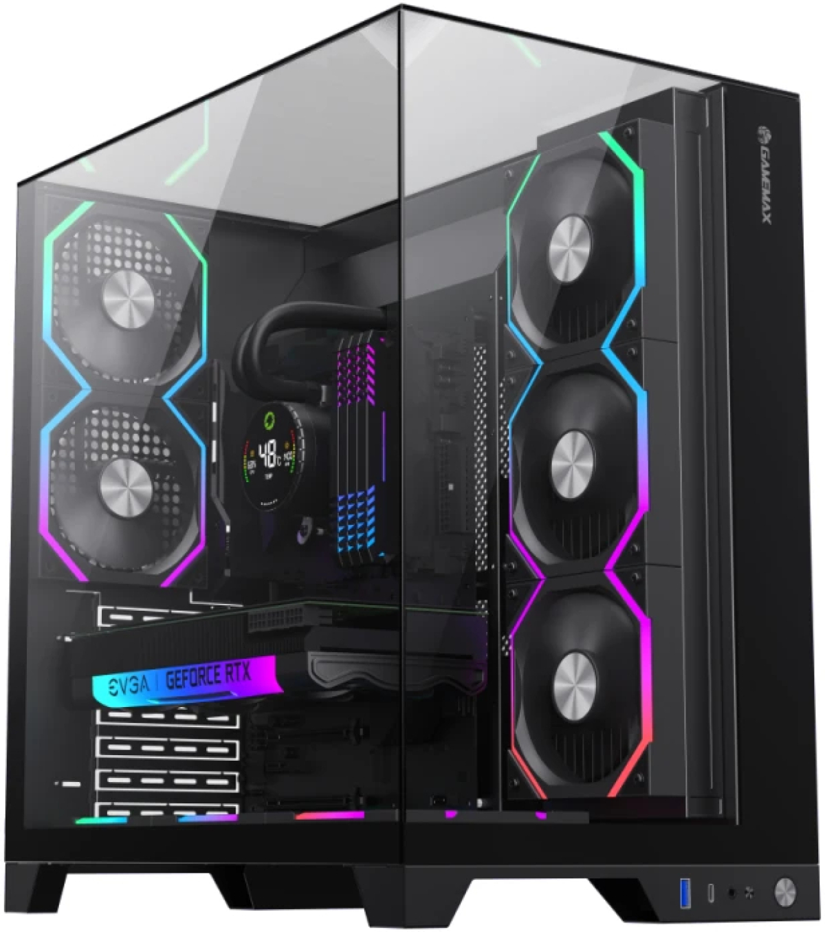 Gamemax кутия Case ATX - Infinity Pro Black - 5 x 120 mm Addressable RGB fansна ниска цена с бърза доставка - BestPC.BG