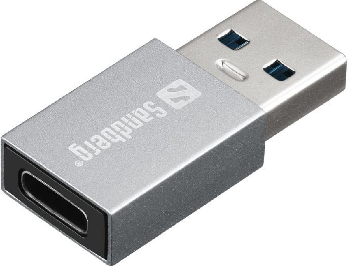 АДАПТЕР SANDBERG USB-A to USB-C - Grey - PN 136-46на ниска цена с бърза доставка - BestPC.BG