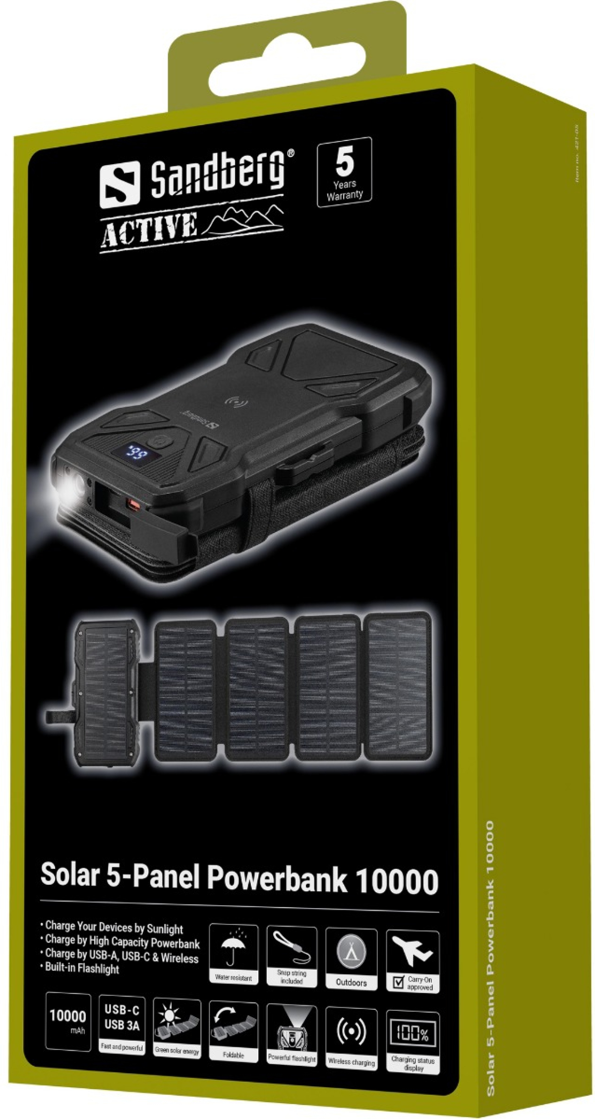 ПРЕНОСИМА СОЛАРНА БАТЕРИЯ SANDBERG 10000 mAh - Black - PN 421-05на ниска цена с бърза доставка - BestPC.BG