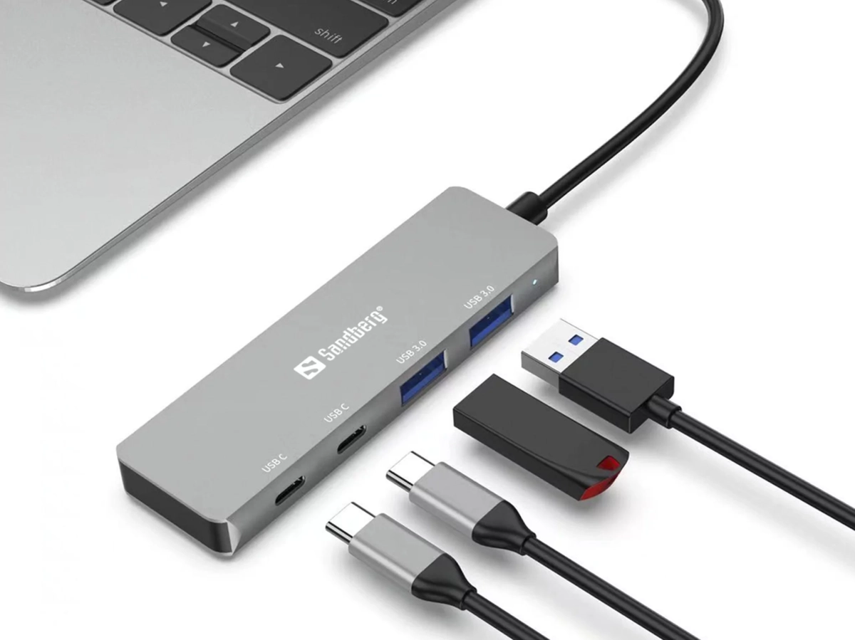 Хъб Sandberg USB-C към 2xUSB-A + 2xUSB-C, сивна ниска цена с бърза доставка - BestPC.BG