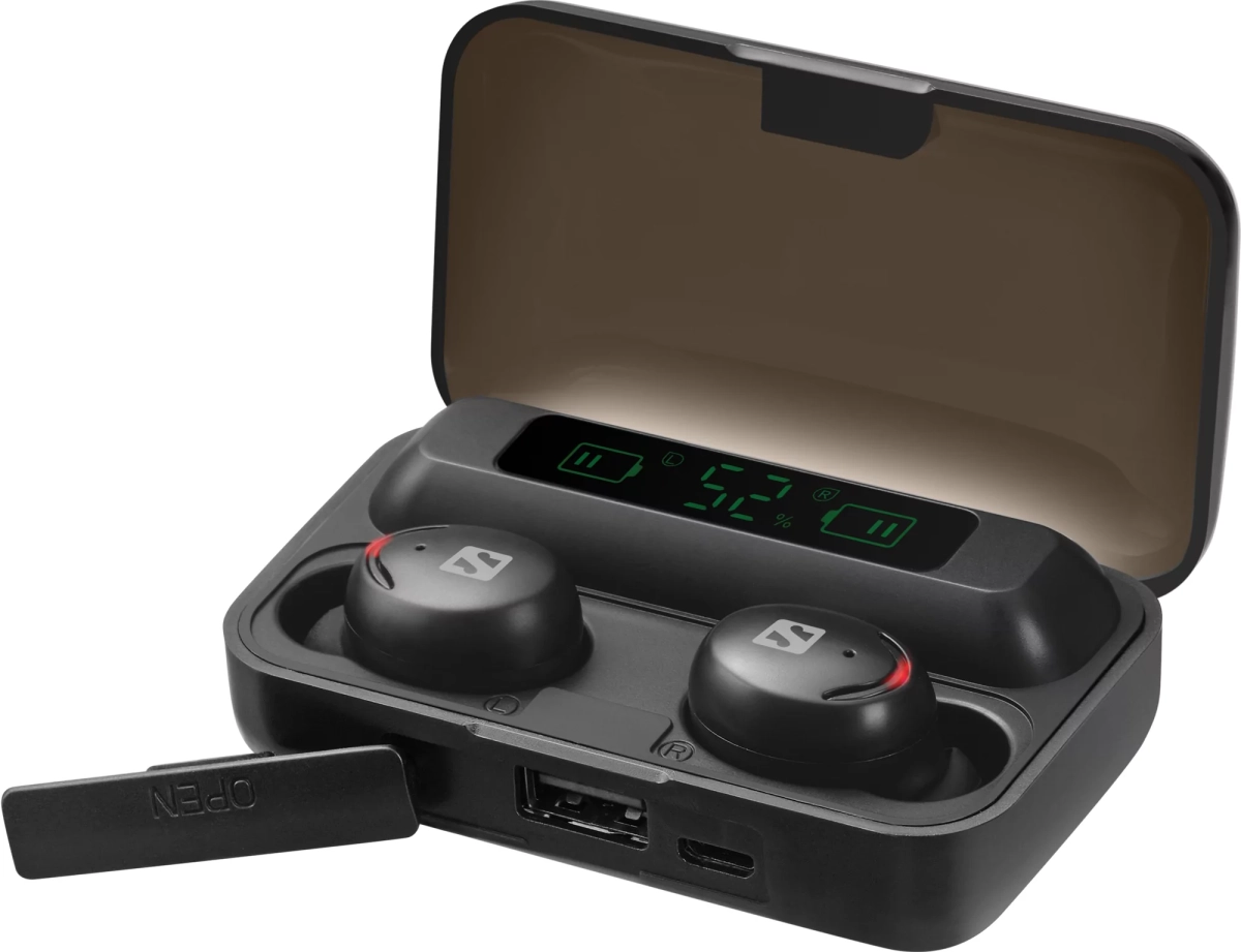 Слушалки Sandberg Wireless Earbuds с Powerbank, черенна ниска цена с бърза доставка - BestPC.BG