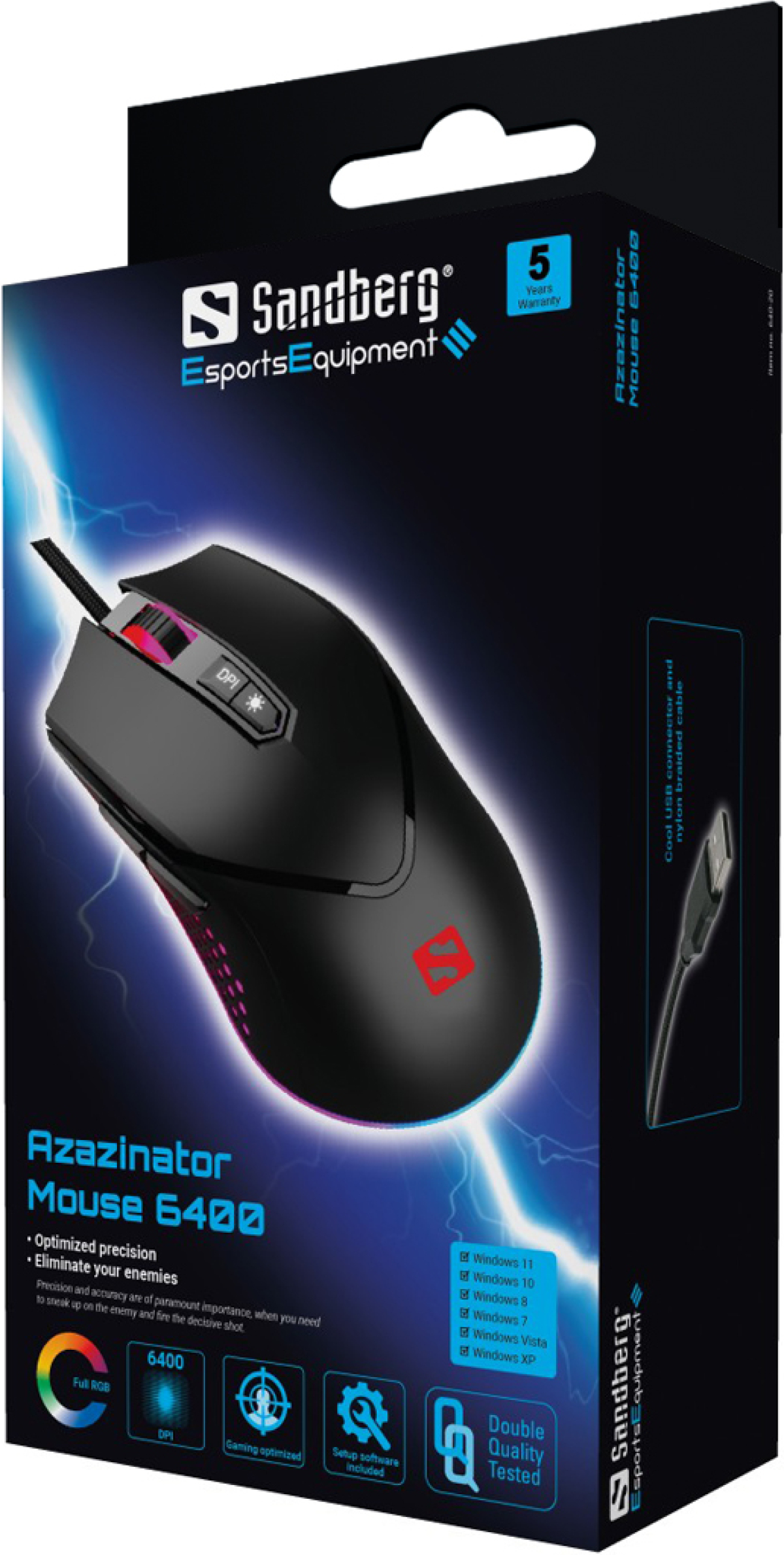 ГЕЙМЪРСКА МИШКА SANDBERG Azazinator 6400 - Black - PN 640-20на ниска цена с бърза доставка - BestPC.BG