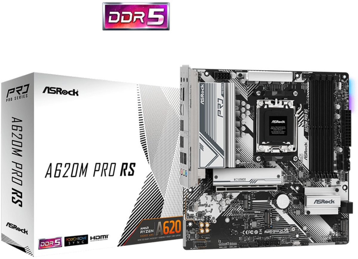 Дънна платка ASROCK A620AM PRO RS WIFI mATX AM5 DDR5на ниска цена с бърза доставка - BestPC.BG