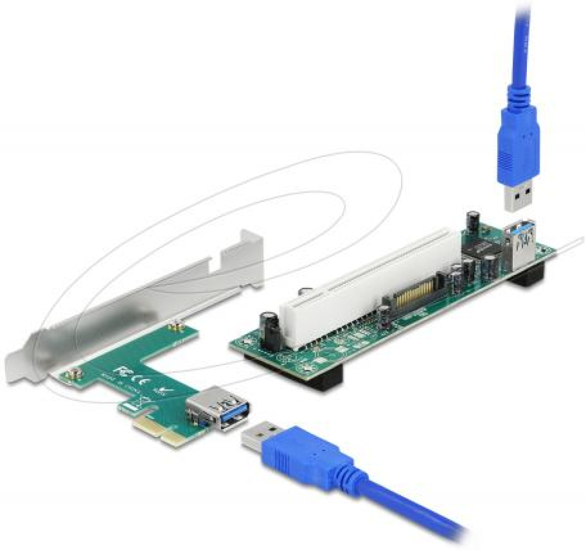 Други Delock Riser card PCI Express Card x 1 към 1 x PCI 32 Bit Slot с кабел 60 cmна ниска цена с бърза доставка - BestPC.BG