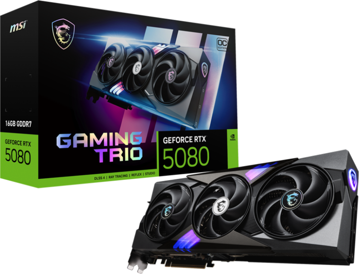 Видеокарта MSI Video Card Nvidia GeForce RTX 5080 16G GAMING TRIO OCна ниска цена с бърза доставка - BestPC.BG