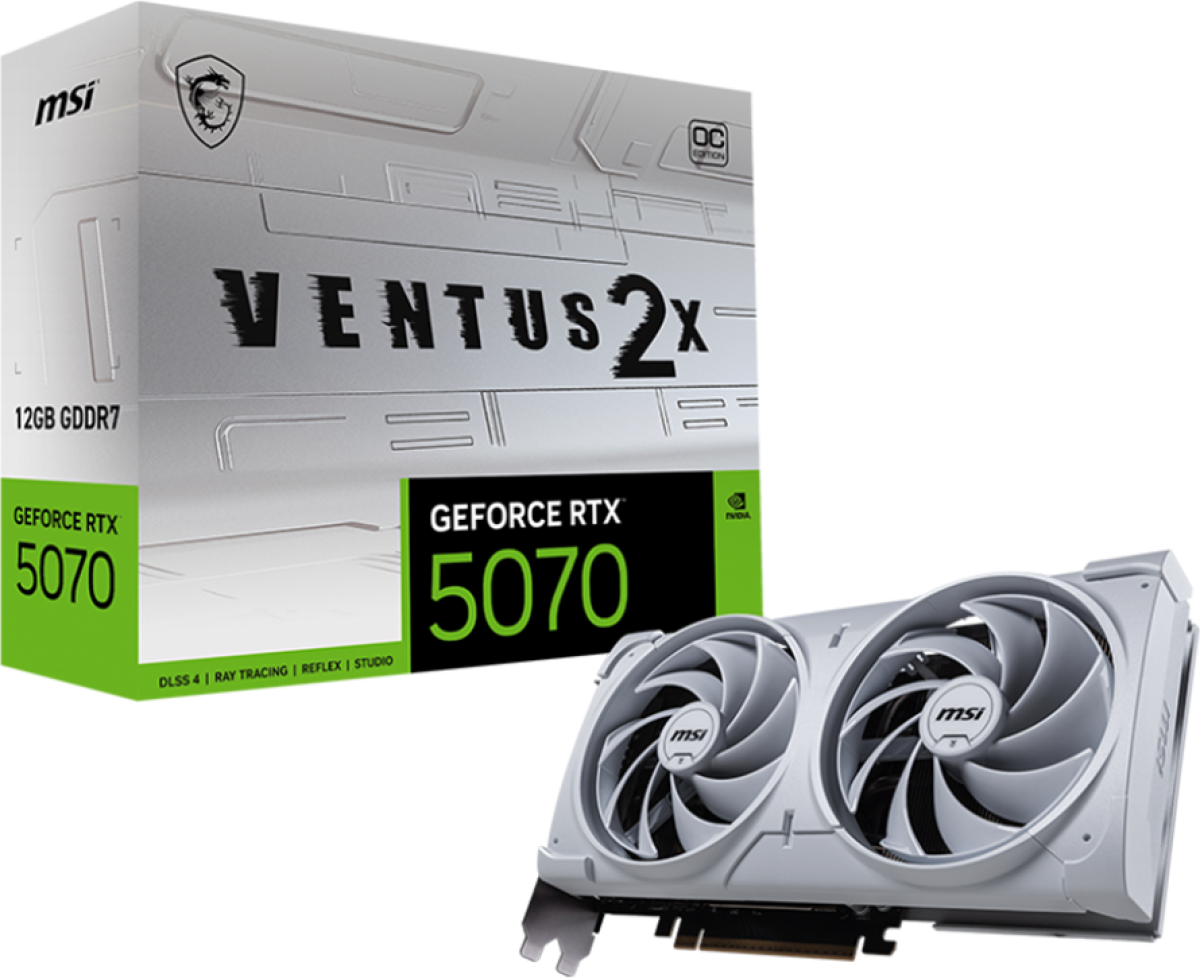 Видеокарта MSI Video Card Nvidia GeForce RTX 5070 12G VENTUS 2X OC WHITEна ниска цена с бърза доставка - BestPC.BG