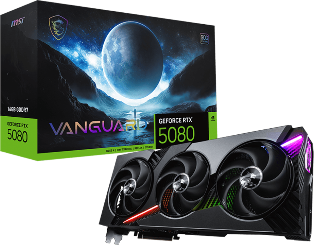 Видеокарта Video Card Nvidia GeForce RTX 5080 16G VANGUARD SOC, 16GB GDDR7, 256bitна ниска цена с бърза доставка - BestPC.BG