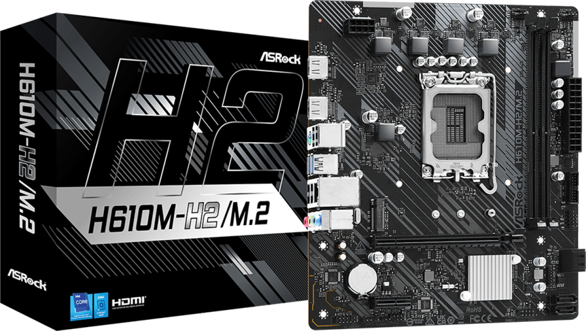Дънна платка ASROCK H610M-H2-M.2 mATX LGA1700 DDR4на ниска цена с бърза доставка - BestPC.BG