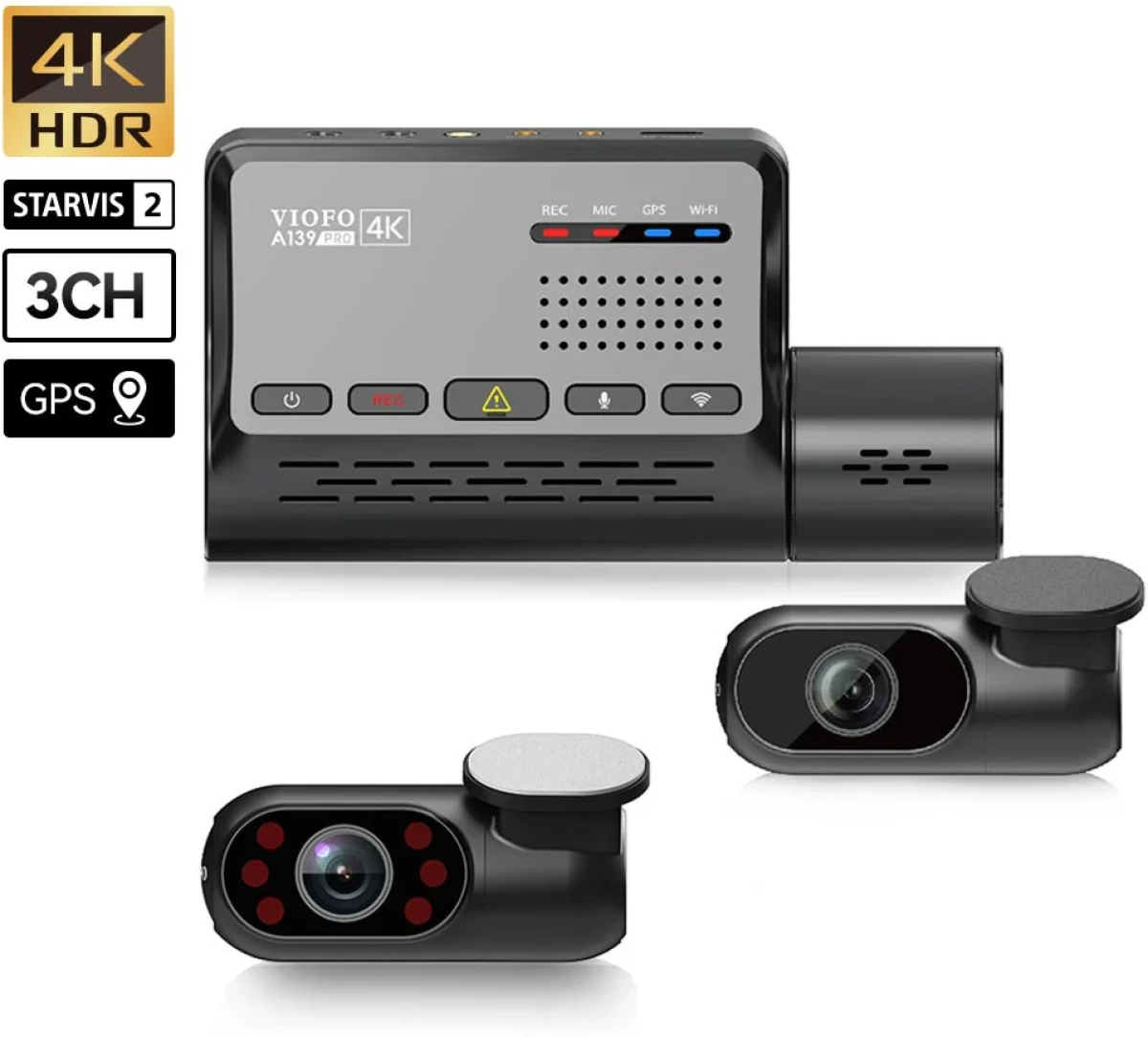 Мултимедиен продукт VIOFO Видеорегистратор Dash Cam A139 PRO 3 Channel - 4K UHD, Sony STARVIS 2, GPSна ниска цена с бърза доставка - BestPC.BG
