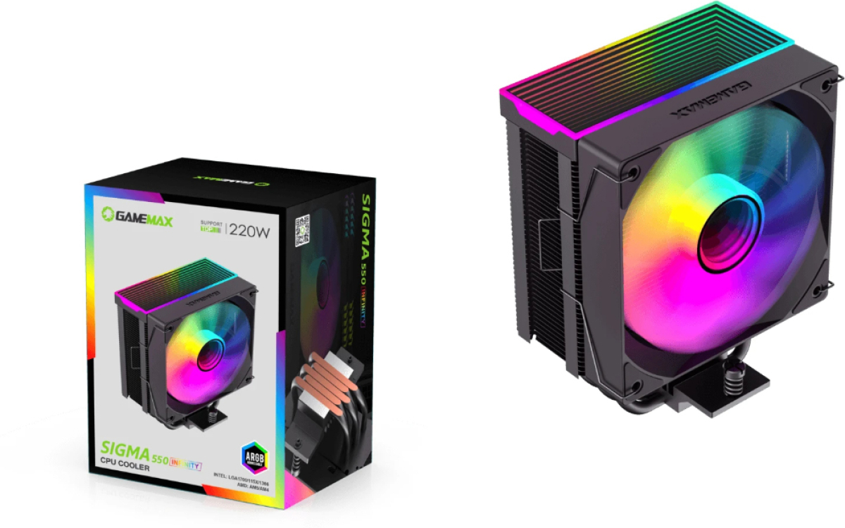 GAMEMAX SIGMA 550 RGB - 1700/115X/1366/AM5/AM4 Охладител за процесорна ниска цена с бърза доставка - BestPC.BG