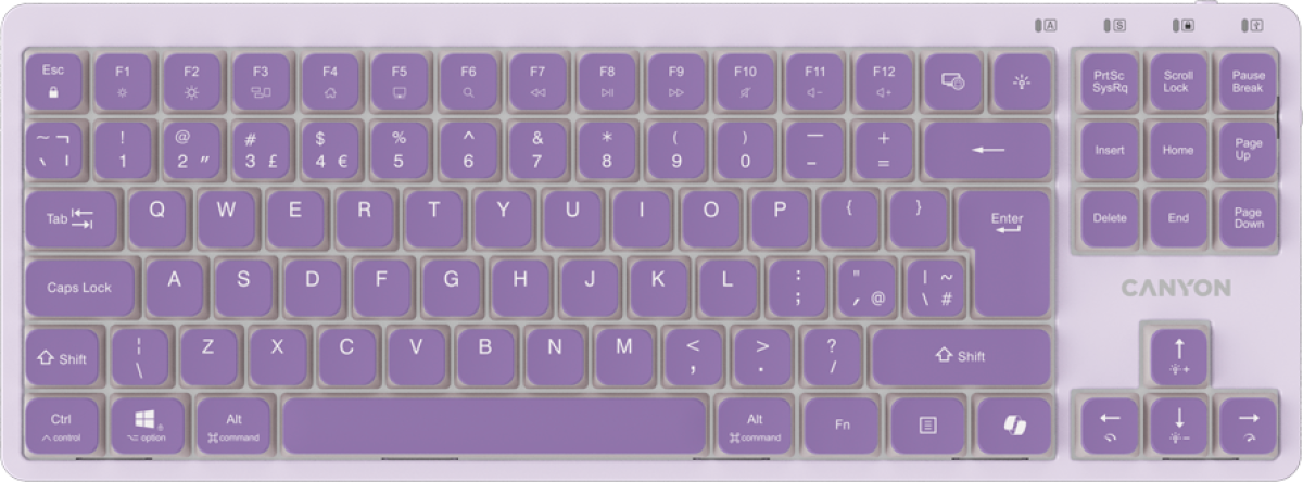 Клавиатура CANYON Keyboard OnType 10 Low Profile EN Wired Violetна ниска цена с бърза доставка - BestPC.BG