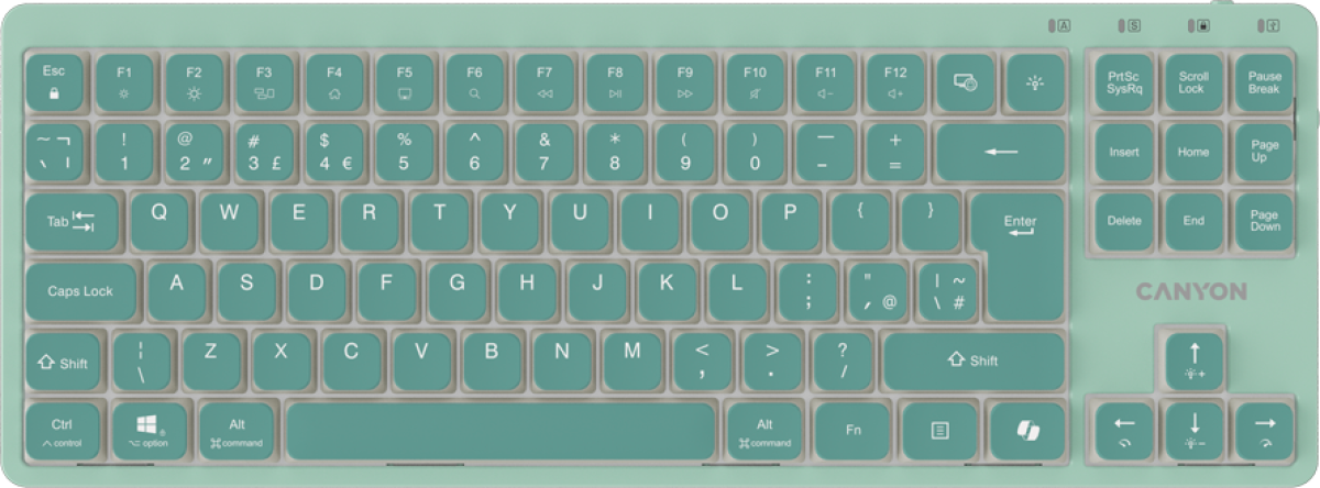 Клавиатура CANYON Keyboard OnType 10 Low Profile EN Wired Greenна ниска цена с бърза доставка - BestPC.BG
