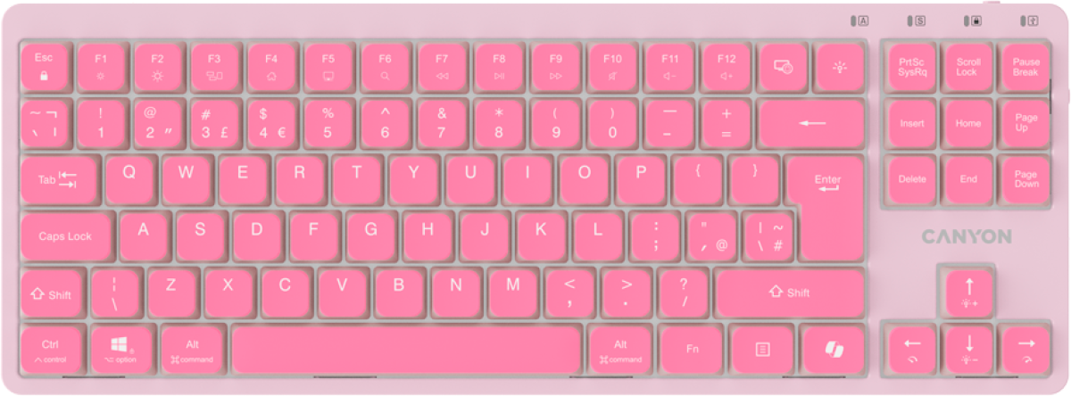 Клавиатура CANYON Keyboard OnType 10 Low Profile EN Wired Pinkна ниска цена с бърза доставка - BestPC.BG
