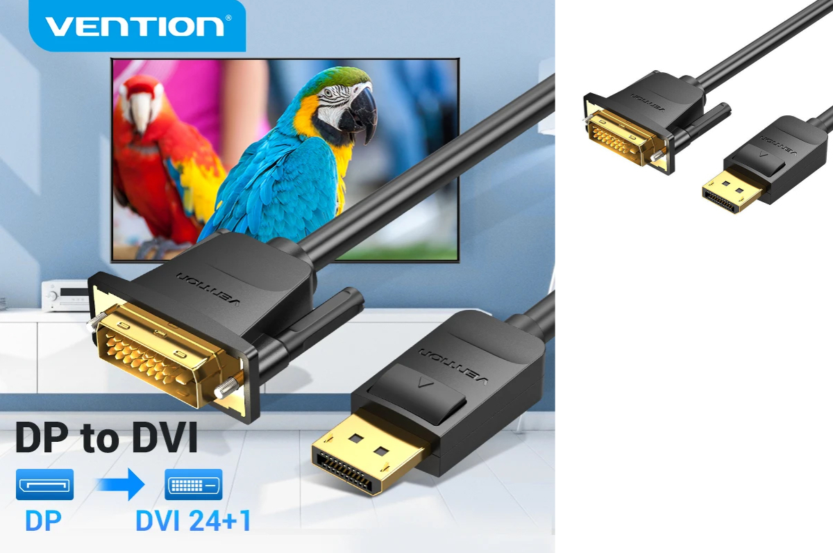 Кабел Vention, DisplayPort към DVI M/M, 2 мна ниска цена с бърза доставка - BestPC.BG