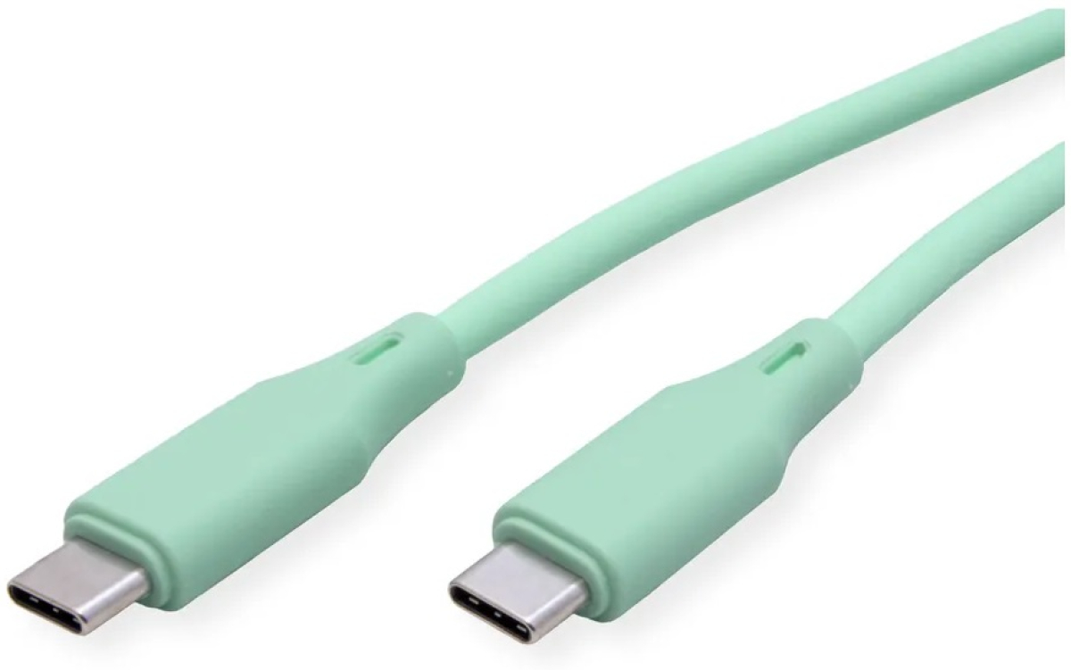 ROLINE 11.02.9125 :: Кабел USB 2.0, Type-C Type-C, M-M, 60W, силиконен, зелен, 1.0 мна ниска цена с бърза доставка - BestPC.BG
