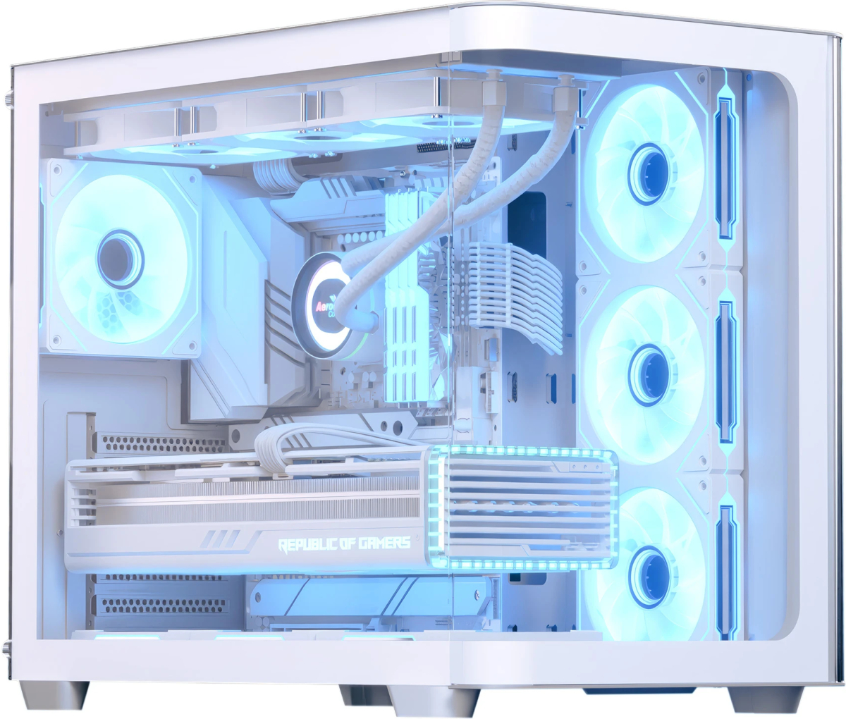 AeroCool кутия Case ATX - P500C-G-WT-v1 - 4 x 120 mm Infinity Mirror A-RGBна ниска цена с бърза доставка - BestPC.BG