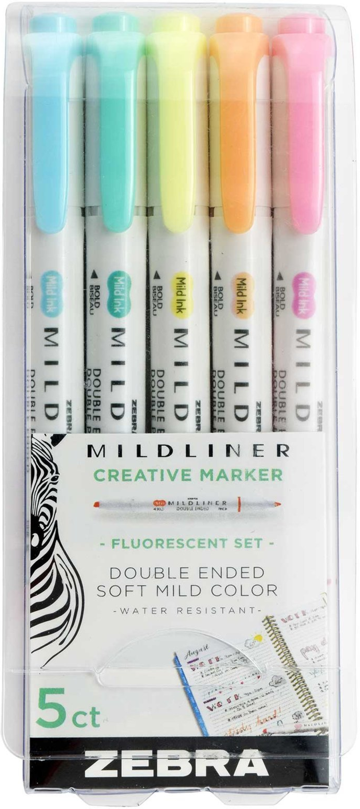 Zebra Текст маркер Mildliner Fluorescent, двоен, 5 цвятана ниска цена с бърза доставка - BestPC.BG