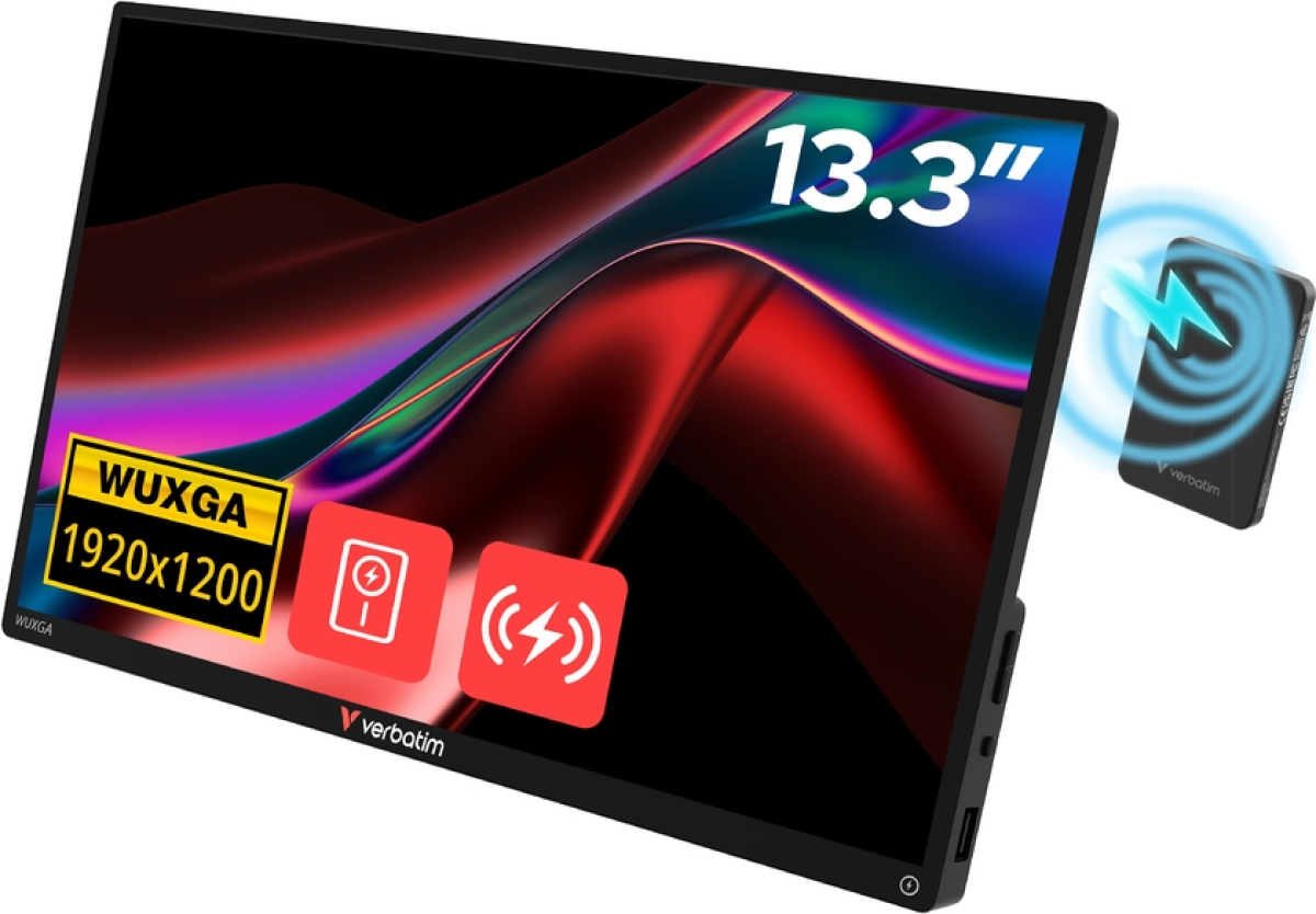 Монитор Verbatim Portable 13.3" WUXGA Touch ALU with Wireless Power Supply incl. Power Bank 5000mAhна ниска цена с бърза доставка - BestPC.BG