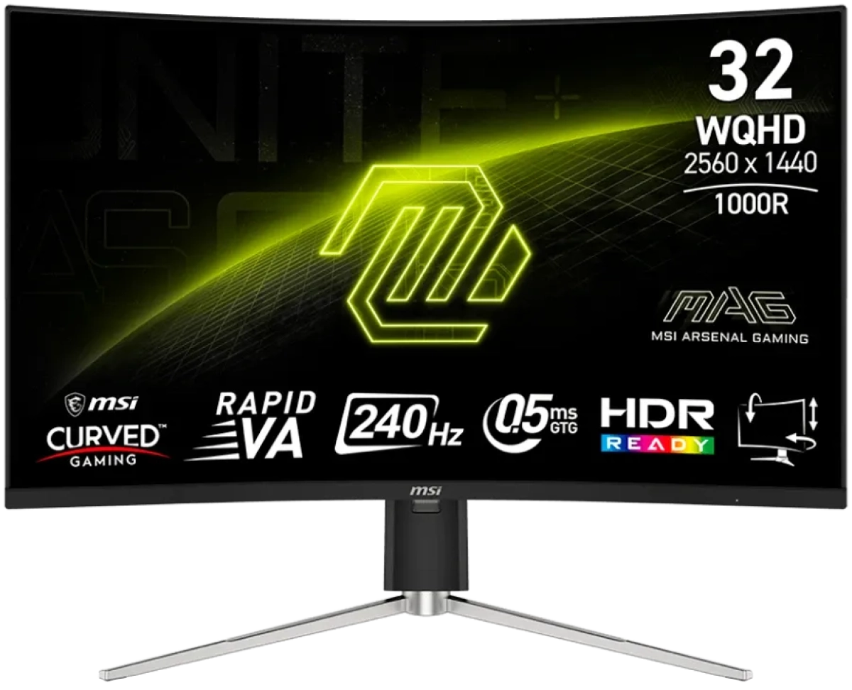 Монитор MSI MAG 325CQRXF E2, 31.5" 240Hz, WQHD (2560x1440) 16:9, Rapid VA, 0.5ms, 300nits, 1x DP, 2x HDMI, 1x Type-Cна ниска цена с бърза доставка - BestPC.BG