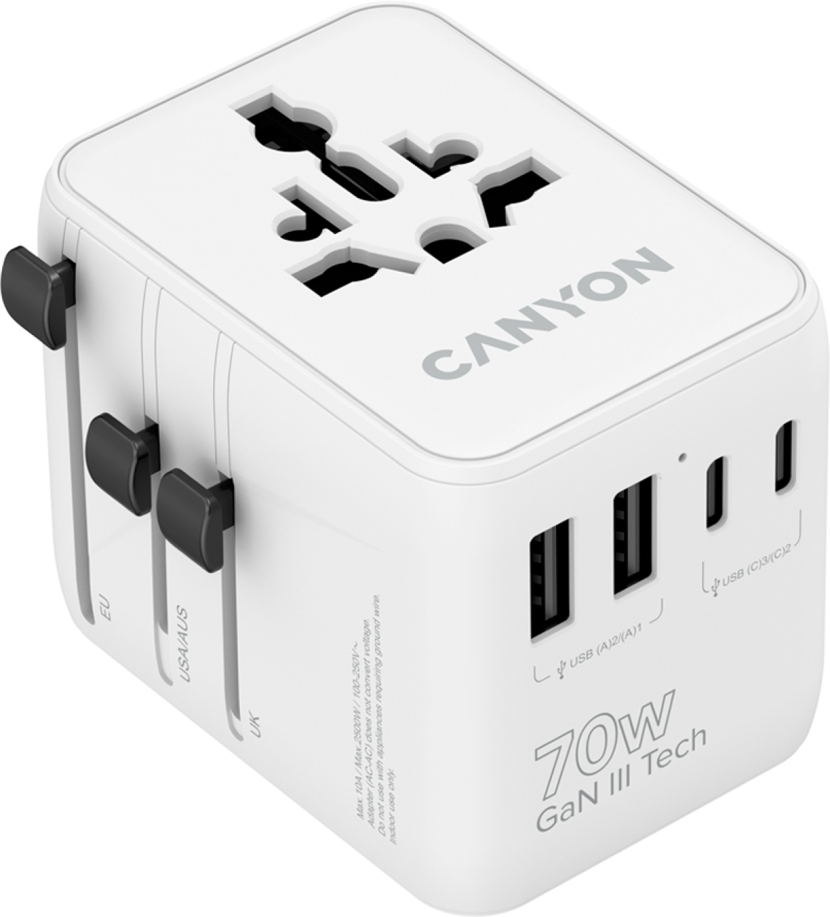 Кабел/адаптер CANYON Travel Adapter OnTour 70 EU-UK-US-AUS 70W Whiteна ниска цена с бърза доставка - BestPC.BG
