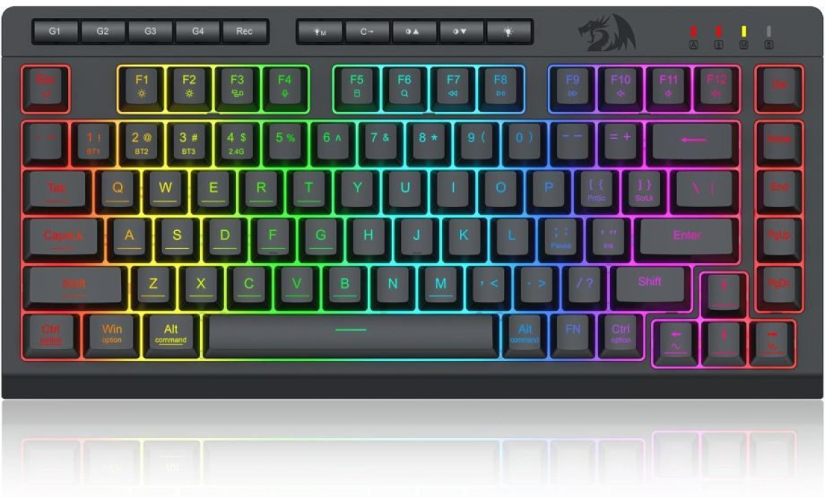 Геймърска клавиатура Redragon Crescent Pro K524RGB-PRO с кабел и безжична Bluetooth, RGB осветление - чернана ниска цена с бърза доставка - BestPC.BG