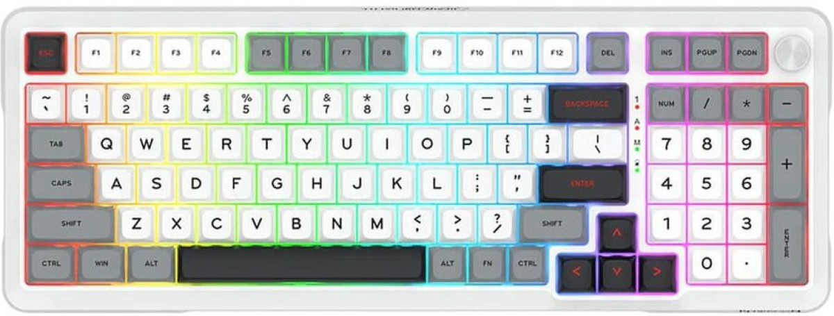 Геймърска Bluetooth безжична и жична клавиатура Redragon Bragi Pro, бяло-сивона ниска цена с бърза доставка - BestPC.BG