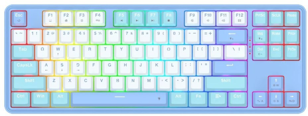 Геймърска механична клавиатура Redragon Star Blade K707WBB-RGB, синьо-бялона ниска цена с бърза доставка - BestPC.BG