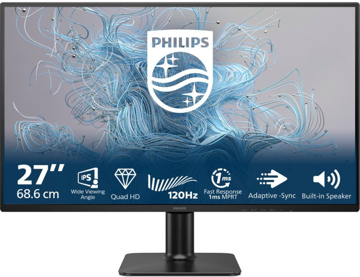 Монитор Philips Series 2000, 27" 2560x1440, IPS, 120 Hz, 300 cd/m2, Матов, HDMI, DisplayPort, VESA 100x100, Черенна ниска цена с бърза доставка - BestPC.BG