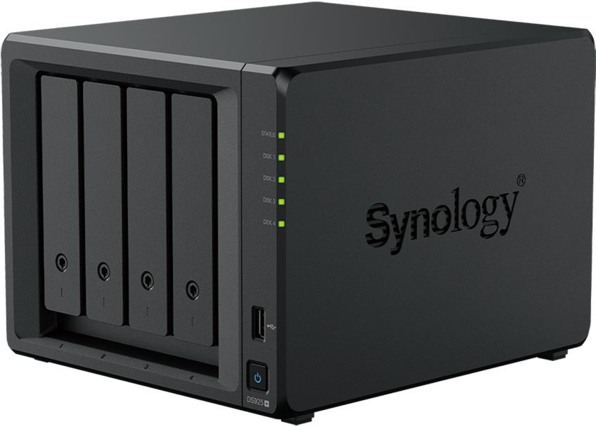 Мрежов сторидж Synology NAS DS925+, за 4 диска, AMD Ryzen V1500B, 4GB DDR4 SODIMMна ниска цена с бърза доставка - BestPC.BG