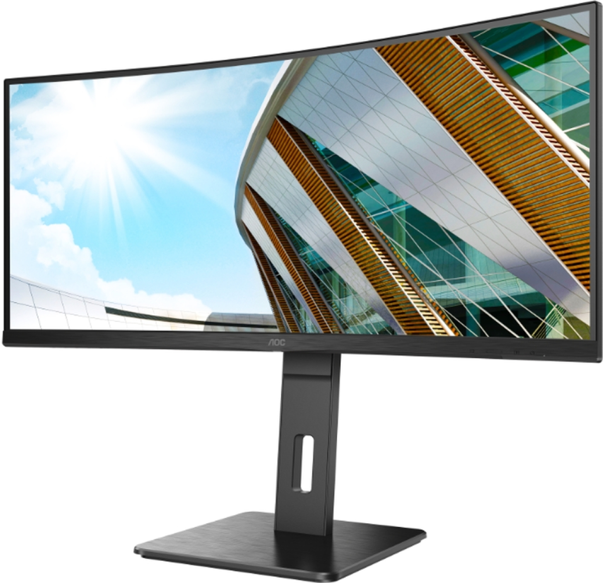 Монитор AOC CU34P2A, 34" Curved 1500R, VA, WLED, 3440x1440 100Hz, 4ms GtG, 1ms MPRT, 300cd m/2, 3000:1, 2xHDMI, DPна ниска цена с бърза доставка - BestPC.BG