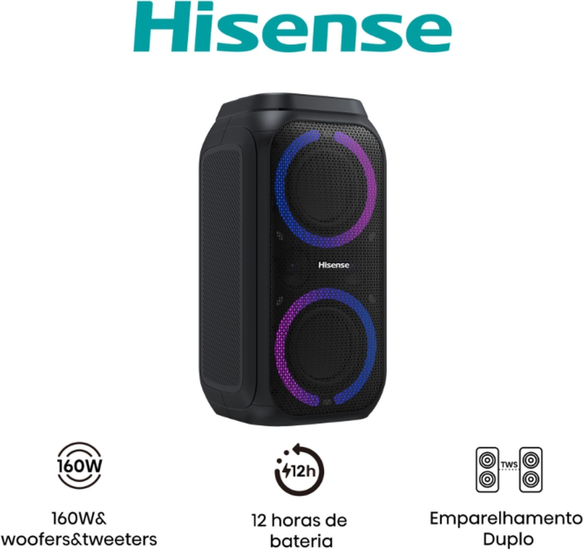 Озвучителна система Hisense Party speaker 2.0 Ch., 160W, BT, 12h play, Blackна ниска цена с бърза доставка - BestPC.BG