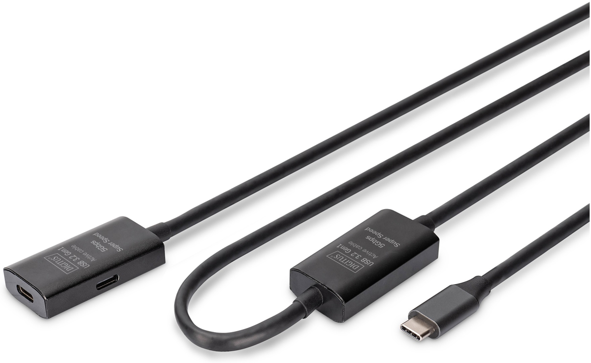 Кабел/адаптер DIGITUS DA-73109, активен, USB 3.2, USB-C M към USB-C F, 5 Gbit/s, GL3510, 10.00 м, черенна ниска цена с бърза доставка - BestPC.BG