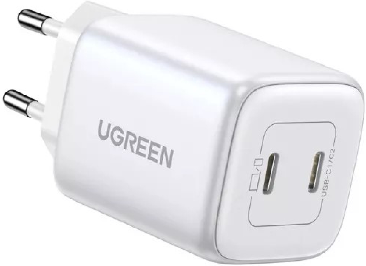 Принадлежност за смартфон Зарядно устройство Ugreen CD294 220V 2xUSB-C, GaN, 45W, PD, NEXODE 15327 - бялона ниска цена с бърза доставка - BestPC.BG