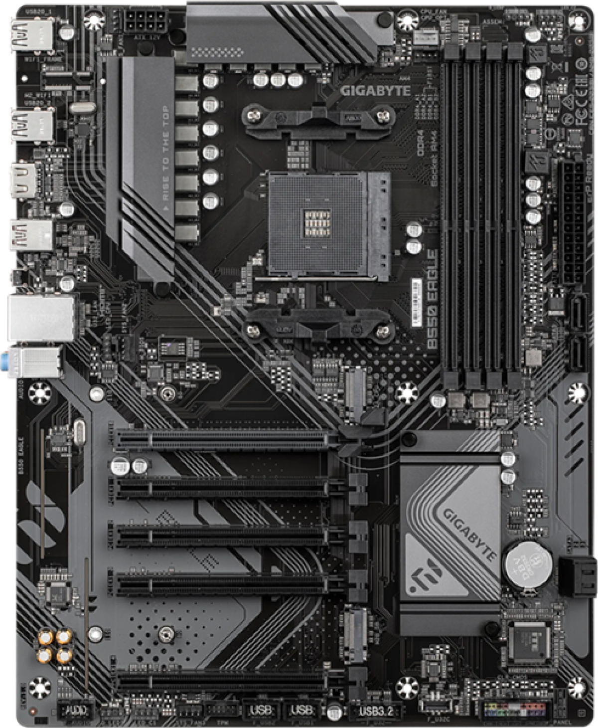 Дънна платка GIGABYTE B550 EAGLE, 4xDDR4 4xSATA3 RAID HDMI DVI 2xM2 GLAN 5xPCIEx16на ниска цена с бърза доставка - BestPC.BG