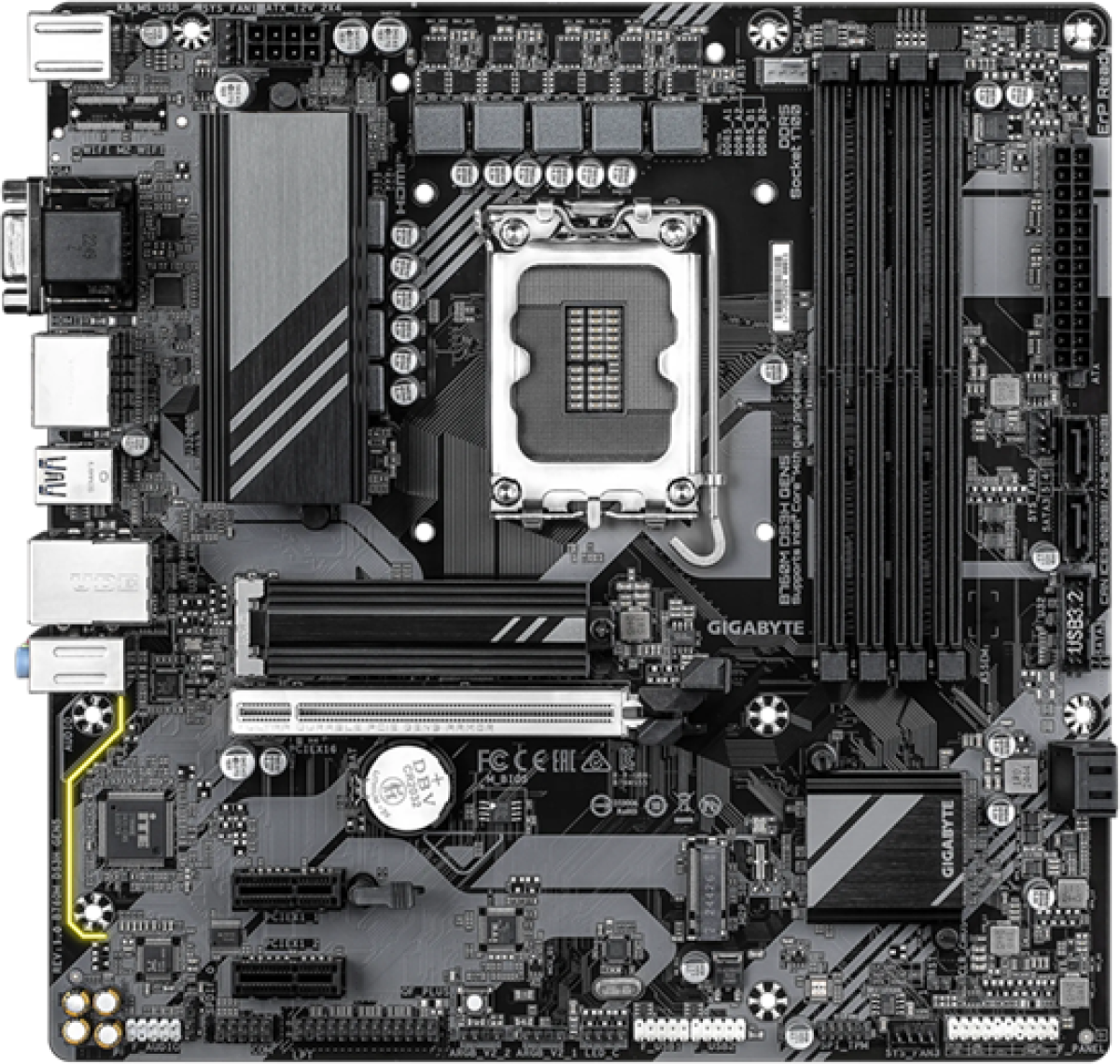 Дънна платка GIGABYTE B760M DS3H GEN5 1.0, 4xDDR5, 4xSATA3, RAID, HDMI, 2DP, VGA, 2xM2, GLAN, 1xPCIEx16, 2xPCIEx1на ниска цена с бърза доставка - BestPC.BG